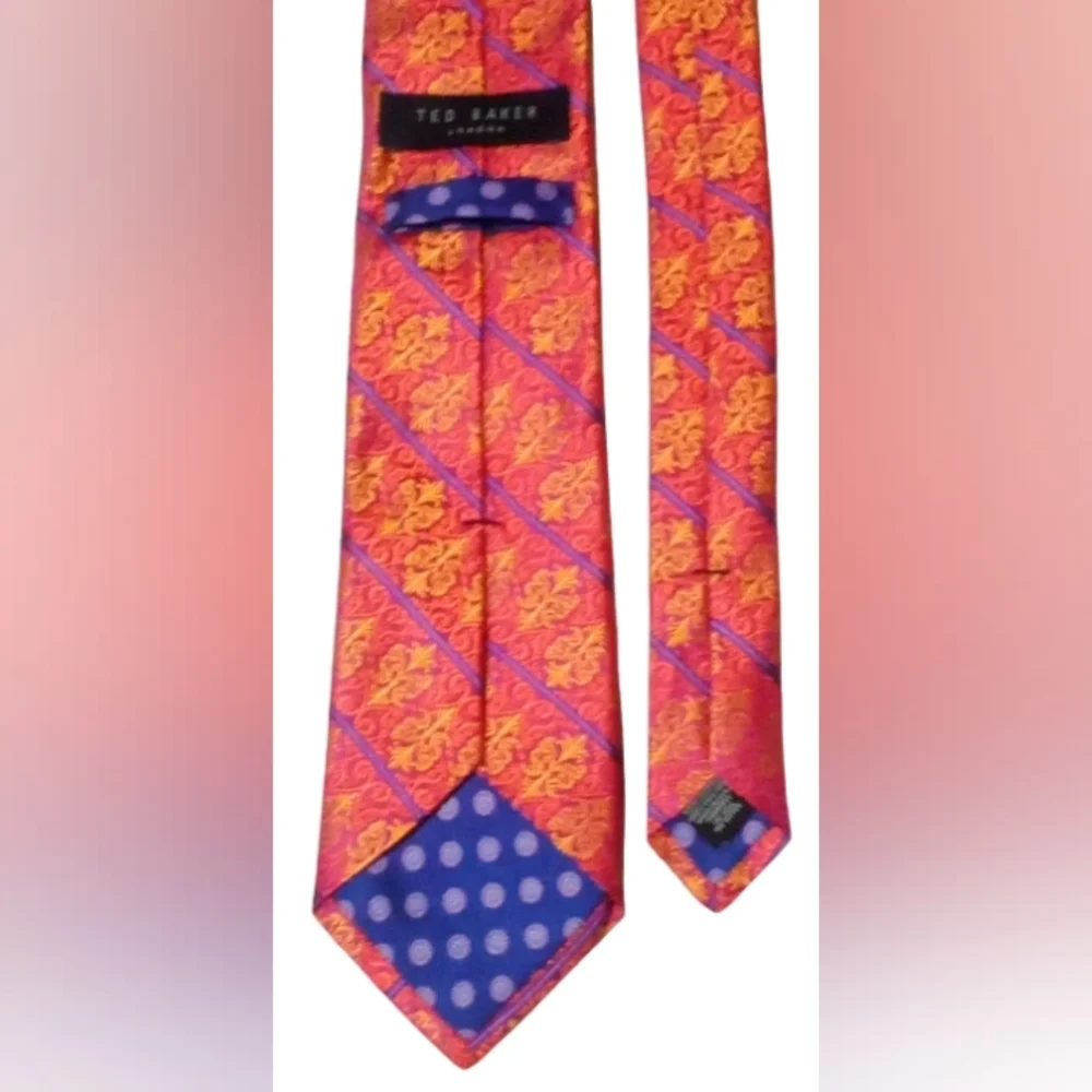 Ted Baker London Silk Tie – Red Floral Stripe - Picture 5 of 8